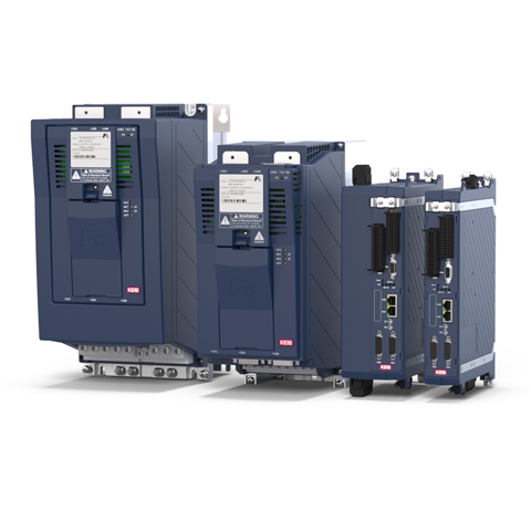 group picture of two KEB S6 servo drives und and two KEB F6 drive controllers/frequency inverters in smaller housing sizes